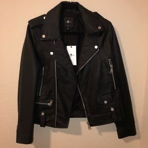 NWT 7 For All Mankind Leather Moto Jacket sz M